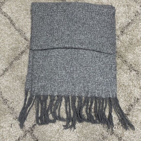 Gray Wide Super Soft Tassel Scarf Wrap - Picture 3 of 5